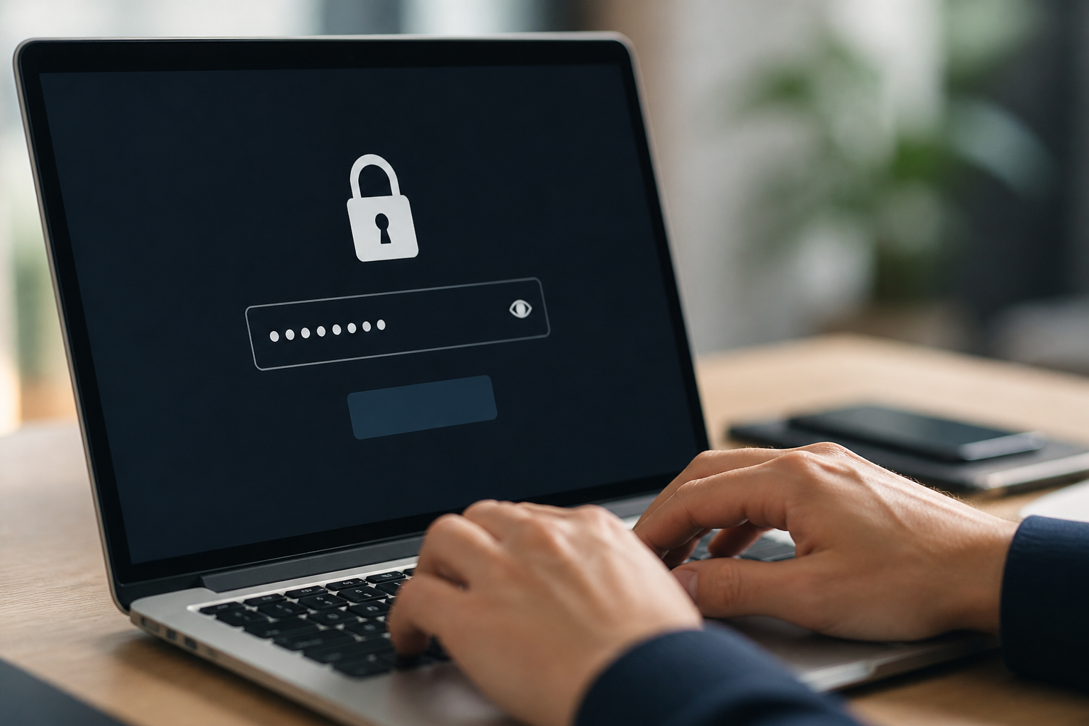 Écran de connexion sécurisé avec saisie de mot de passe et authentification