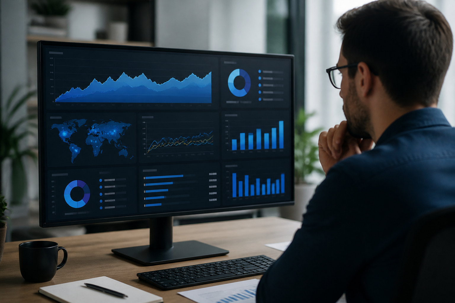 Écran affichant des graphiques d'analyse de données pour le suivi de performance