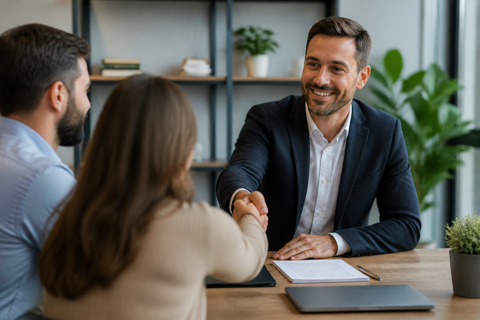 Échange professionnel entre une entreprise et un consultant lors d'une réunion de travail