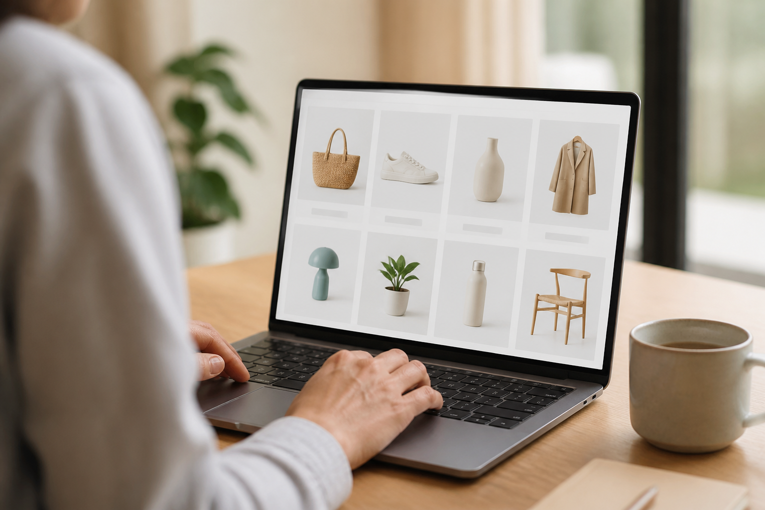 Ordinateur portable affichant une boutique en ligne e-commerce