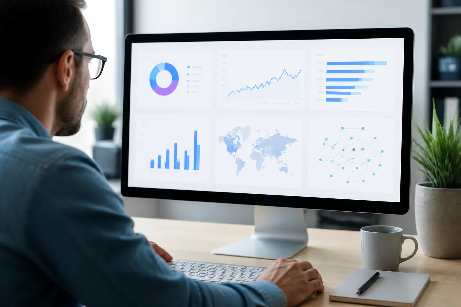 Écran d'ordinateur affichant des graphiques d'analyse de données pour le référencement